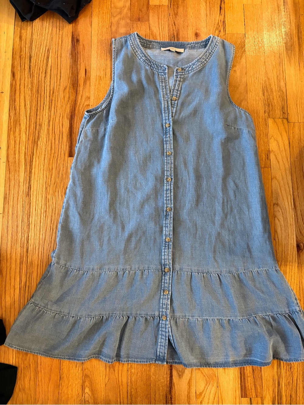 LOFT Chambray Light Blue Sleeveless Button-Front Tunic Dress